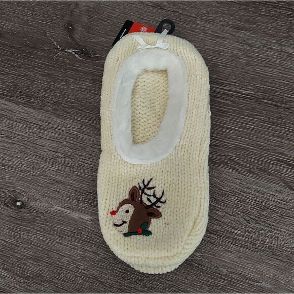 Joe Boxer Holiday Christmas Reindeer Slipper Socks Shoe Size  4-10 - Picture 2 of 5